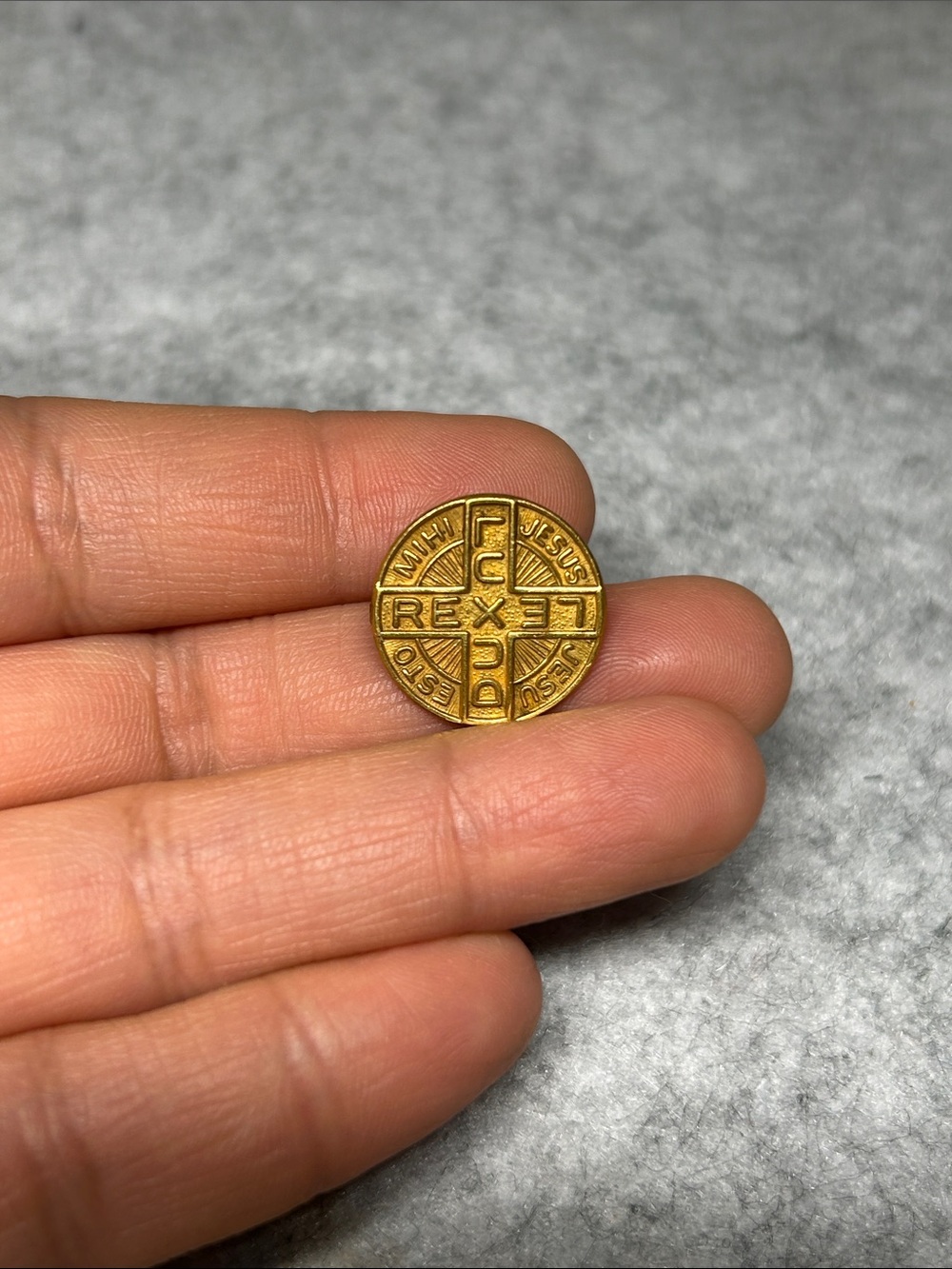 Vintage Gold Tone Saint Benedict Medal Pin - Religious Jewelry